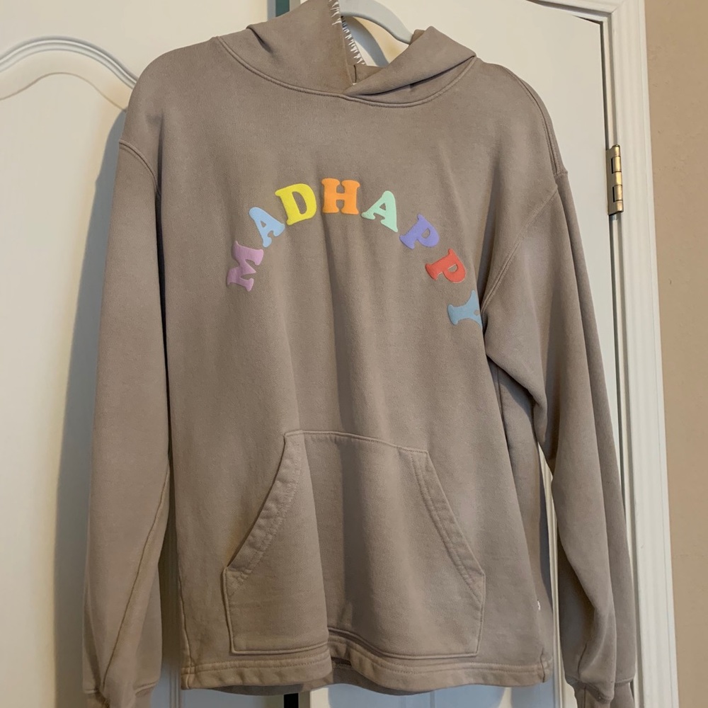 Madhappy Taupe Hoodie with Multicolor Pastel Logo